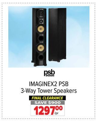 2001 Audio Video Psb 3-way tower speakers offer