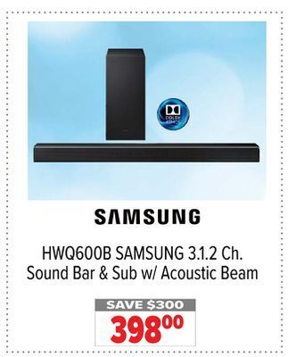 2001 Audio Video Samsung 3.1.2 ch. sound bar & sub w/acoustic beam offer