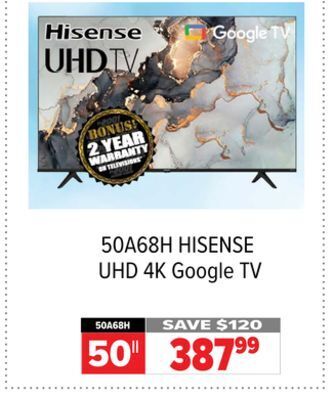 2001 Audio Video Hisense uhd 4k google tv 50 offer
