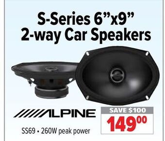 2001 Audio Video Alpine s-series 6x9 2-way car speakers offer