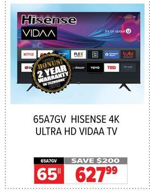 2001 Audio Video Hisense 4k ultra hd vidaa tv offer