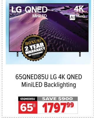 2001 Audio Video Lg 65 4k qned miniled backlighting offer