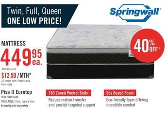 The Brick Springwall pisa ii eurotop twin mattress offer