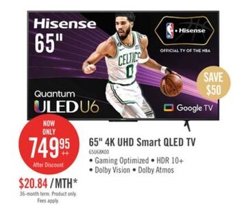 The Brick Hisense 65 4k uled quantum dot google tv offer