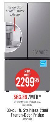 The Brick Samsung bespoke 30 cu. ft. french-door refrigerator - rf30bb6200qlaa offer