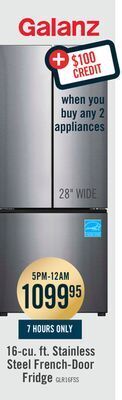 The Brick Galanz 16 cu. ft. french-door refrigerator - glr16fs2m08 offer