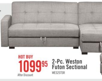 The Brick Weston 2-piece linen-look fabric right-facing futon sectional - steel offer