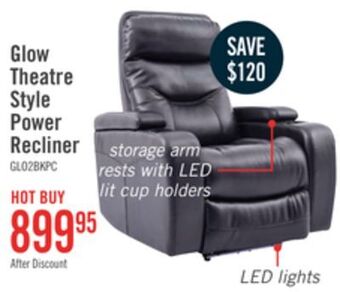The Brick Glow leather-look fabric power recliner with adjustable headrest - black offer