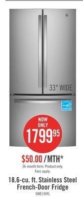 The Brick Ge 18.6 cu. ft. counter-depth french-door refrigerator - gwe19jylfs offer