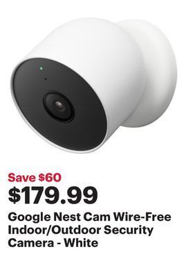 Best Buy Google nest cam wire-free indoor/outdoor security camera - white offer