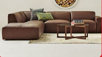 Hudson's Bay Kode kamal leather modular sectional sofa in brown verm offer