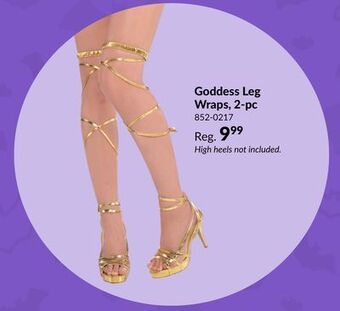 Party City Goddess leg wraps, gold, one size, wearable costume accessory for halloween offer