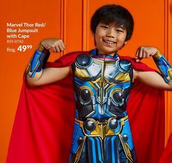 Party City Kids' disney marvel thor red/blue jumpsuit with cape halloween costume, assorted sizes offer