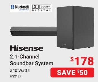 Visions Electronics Hisense 2.1-channel soundbar system offer