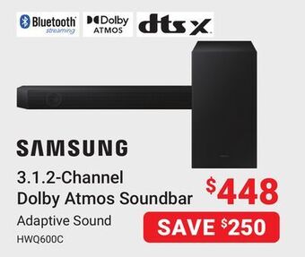 Visions Electronics Samsung 3.1.2-channel dolby atmos soundbar offer