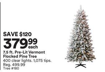 Michaels 7.5 ft. pre-lit vermont flocked pine tree offer
