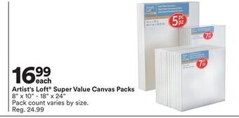 Michaels Artist's loft super value canvas packs offer