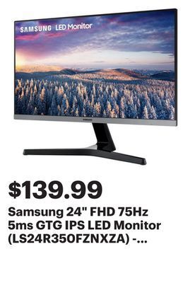 Best Buy Samsung 24 fhd 75hz 5ms gtg ips led monitor (ls24r350fznxza) - dark blue/grey offer
