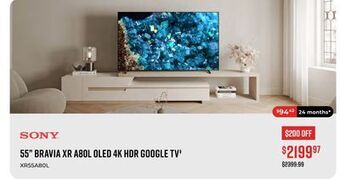 Canex 55 bravia xr a80l oled 4k hdr google tv‡ offer