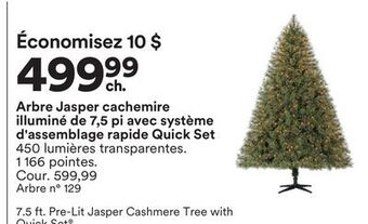 Michaels Arbre jasper cachemire illuminé de 7,5 pi avec système d'assemblage rapide quick set offer
