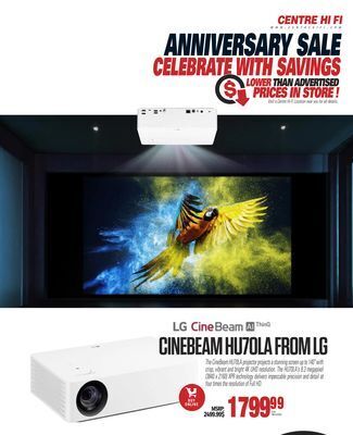 Centre Hi-Fi Cinebeam hu70la from lg offer