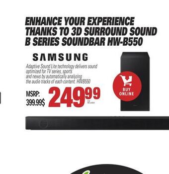 Centre Hi-Fi Samsung enhance your experience thanks to 3d surround sound b series soundbar hw-b550 offer