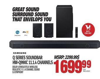 Centre Hi-Fi Samsung q series soundbar hw-q990c 11.1.4 channels offer