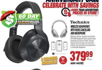 Centre Hi-Fi Technics wireless headphones with noise cancelling and microphone offer