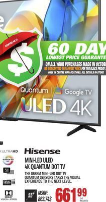 Centre Hi-Fi Hisense mini-led uled 4k quantum dot tv 55 offer