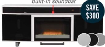 The Brick Odesos 72 tv stand with glass ember firebox and soundbar white offer