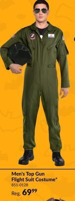 Party City Men's top gun green flight suit halloween costume, assorted sizes offer