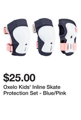 Decathlon Oxelo kids' inline skate protection set - blue/pink offer