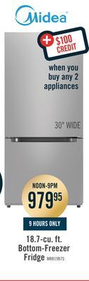 The Brick Midea 18.7 cu. ft. bottom-freezer refrigerator - mrb19b7ast offer