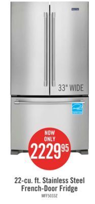 The Brick Maytag 22 cu. ft. french-door refrigerator with interior water dispenser - mrff5033pz offer