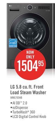 The Brick Lg 5.8 cu. ft. smart front-load washer with ai dd 2.0 - wm6700hba offer