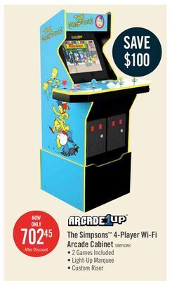 The Brick Arcade1up the simpsons 4-player wi-fi arcade cabinet with riser offer
