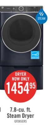 The Brick Ge 7.8 cu. ft. front load electric dryer with wi-fi washer link and sanitize offer
