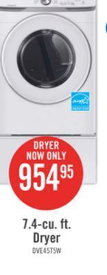 The Brick Samsung 7.5 cu. ft. front-load electric dryer - dve45t6005w/ac offer