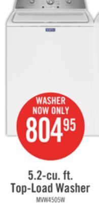The Brick Maytag 5.2 cu. ft. top-load washer with power agitator - mvw4505mw offer