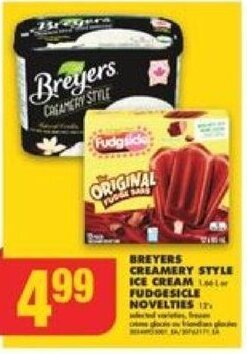 No Frills BREYERS CREAMERY STYLE ICE CREAM, FUDGESICLE NOVELTIES 12's offer