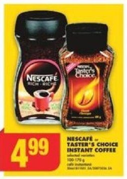 No Frills NESCAFÉ or TASTER'S CHOICE INSTANT COFFEE offer