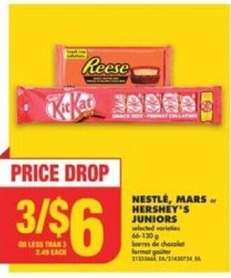 No Frills NESTLE, MARS or HERSHEY'S JUNIORS offer