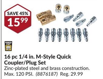 Princess Auto 16 pc 1/4 in. m-style quick coupler/plug set offer