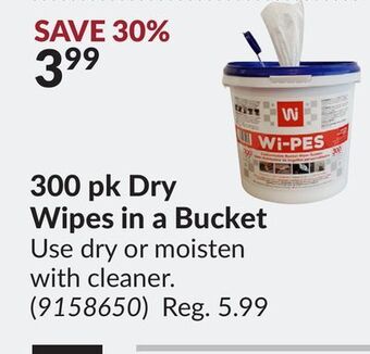 Princess Auto 300 pk dry wipes in a bucket offer