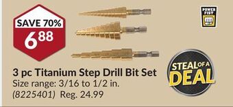Princess Auto 3 pc titanium step drill bit set offer