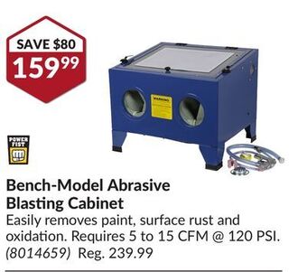 Princess Auto Power fist bench-model abrasive blasting cabinet offer