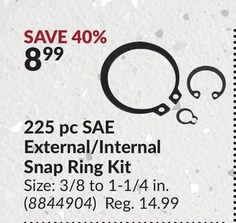 Princess Auto 225 pc sae external/internal snap ring kit offer