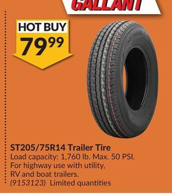 Princess Auto St205/75r14 trailer tire offer