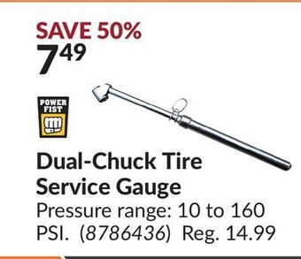 Princess Auto Dual-chuck tire service gauge offer