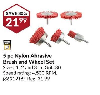 Princess Auto Power fist 5 pc nylon abrasive brush and wheel set offer